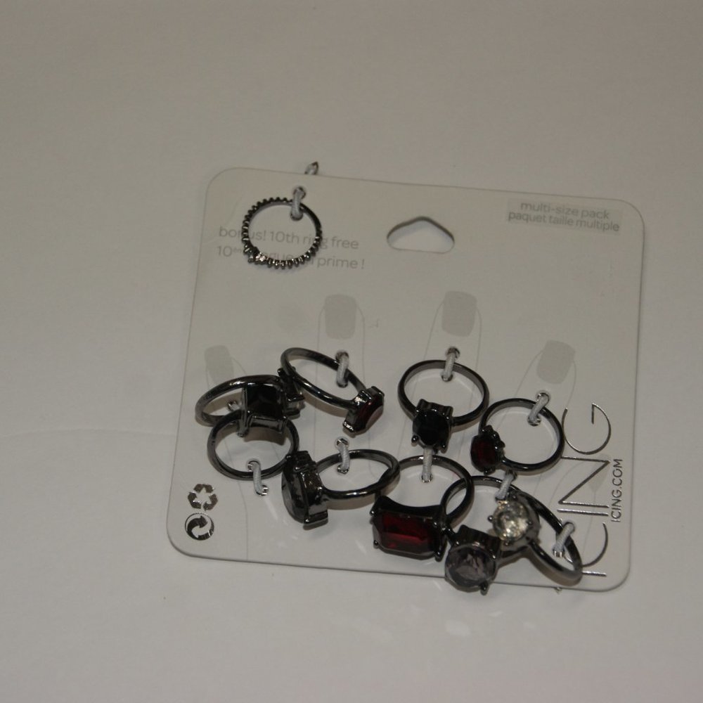 New HEMATITE GOTHIC GLAM RINGS - 10 PACK NWT - Picture 3 of 6